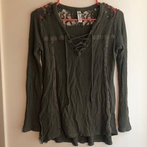 American rag top dark olive green XS